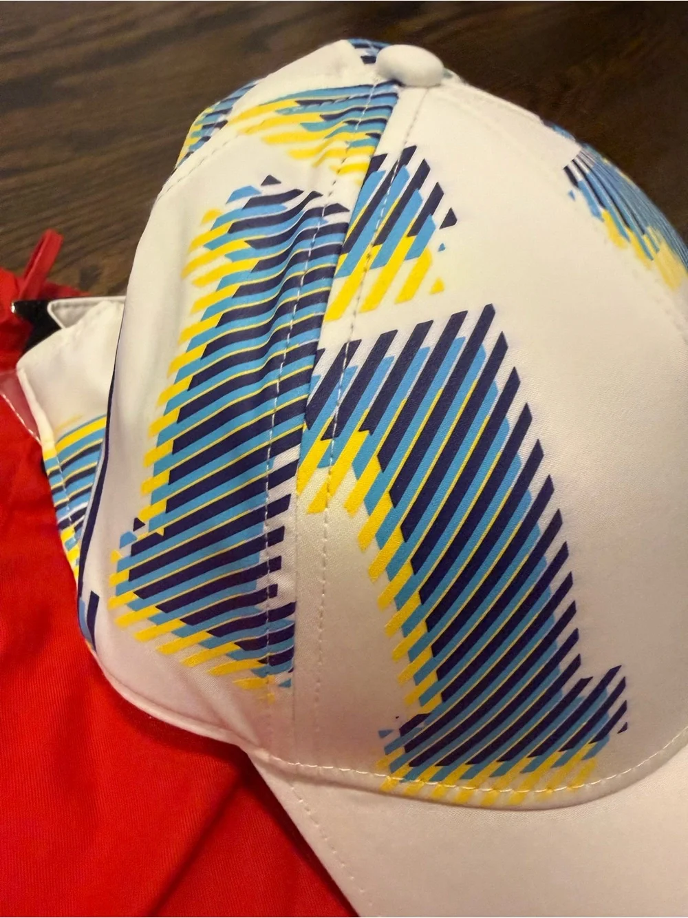Scuderia Ferrari White Cap with Blue and Yellow Graphics